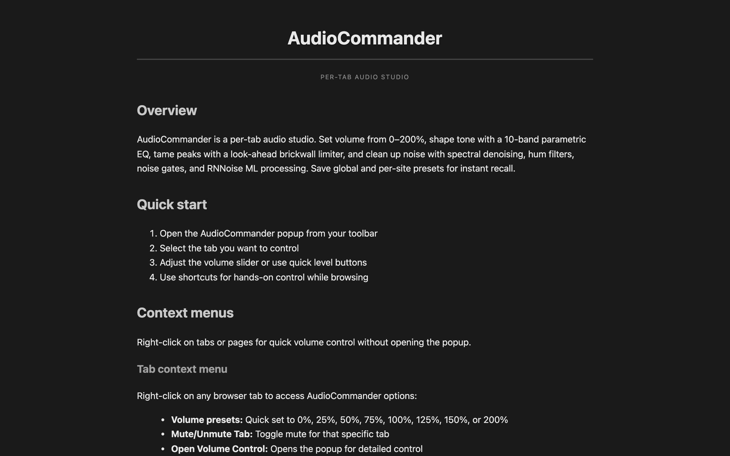 Built-in help overview