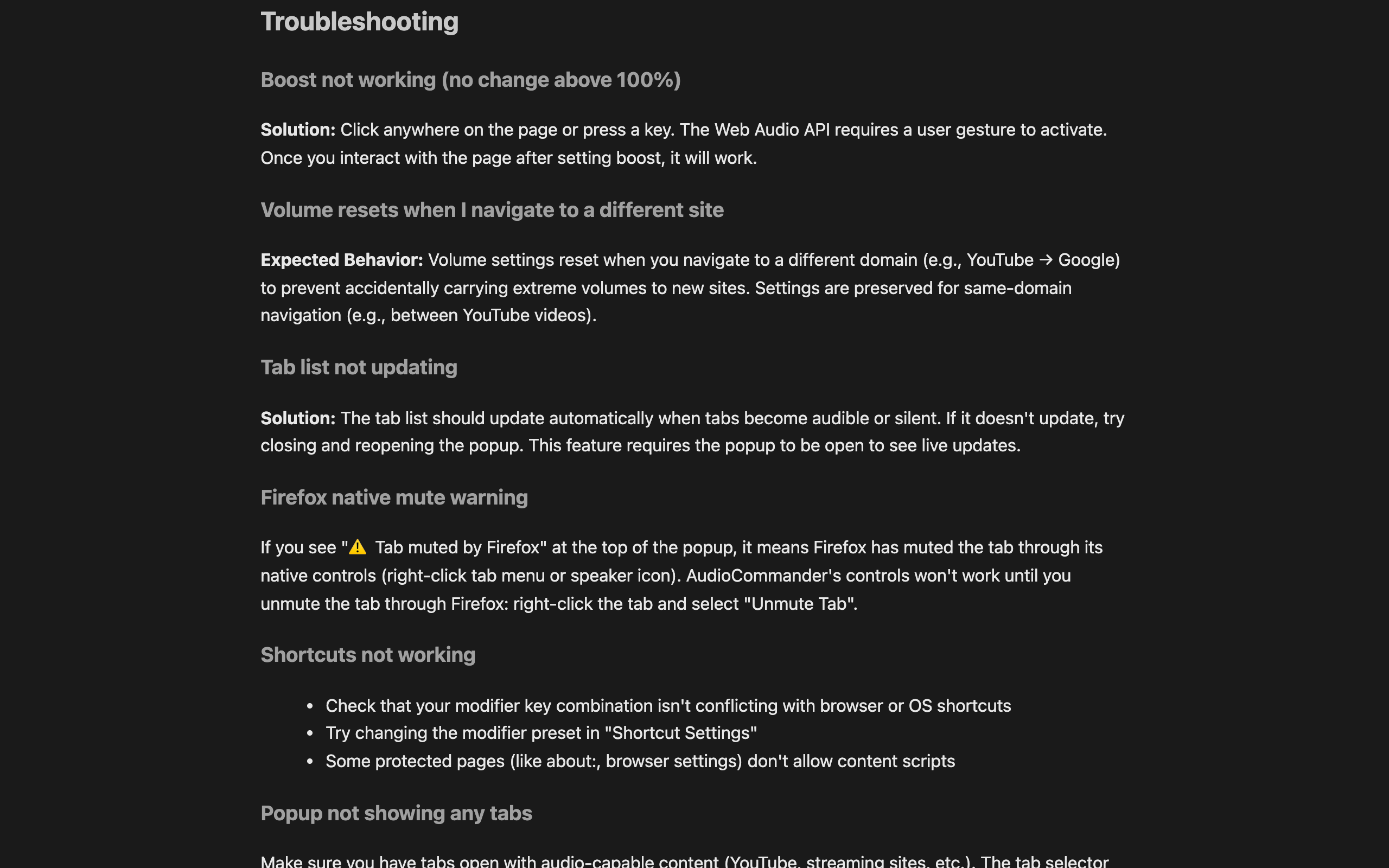 Troubleshooting guide